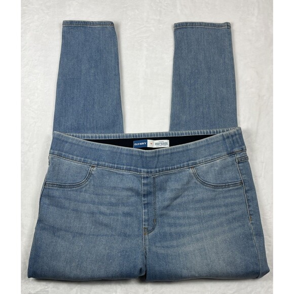 Old Navy Rockstar Super Skinny Jeggings Elastic Waist Blue Pull On Size 18 - Picture 1 of 7